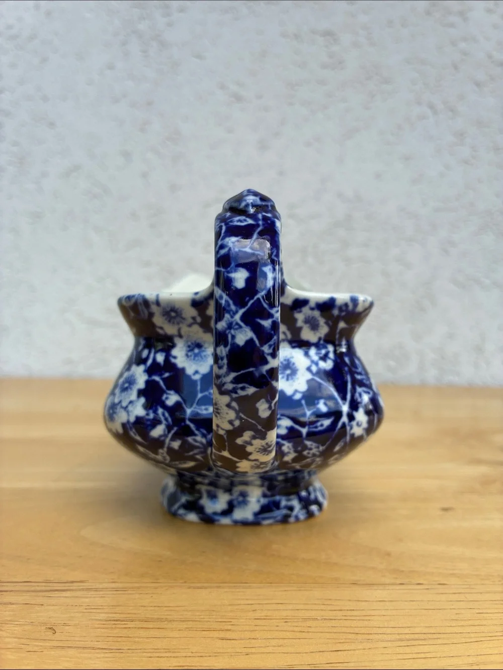Royal Crownford Staffordshire Calico cobalt blue floral gravy boat